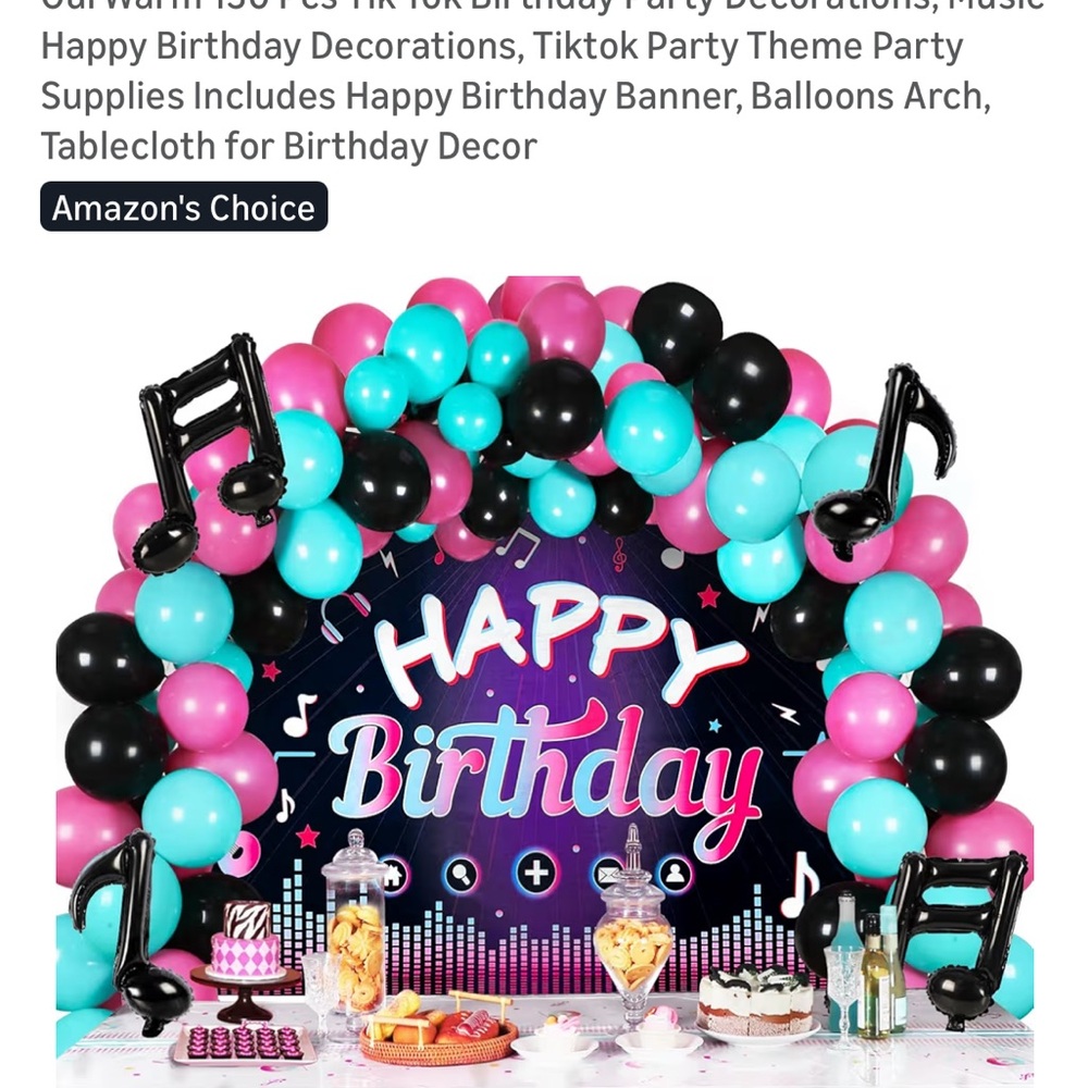 Amazon's Choice Music Birthday Balloon Arch Kit - Pink, Blue! Additional items